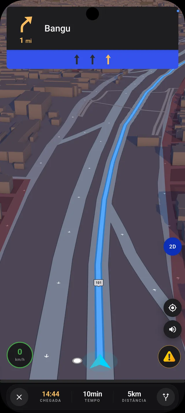 Navegação 3D em modo escuro